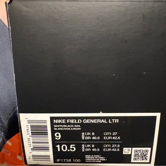 Nike Field General LTR Sneaker Casual Shoes White Black IF1738 100 Men's Sz - Picture 10 of 11